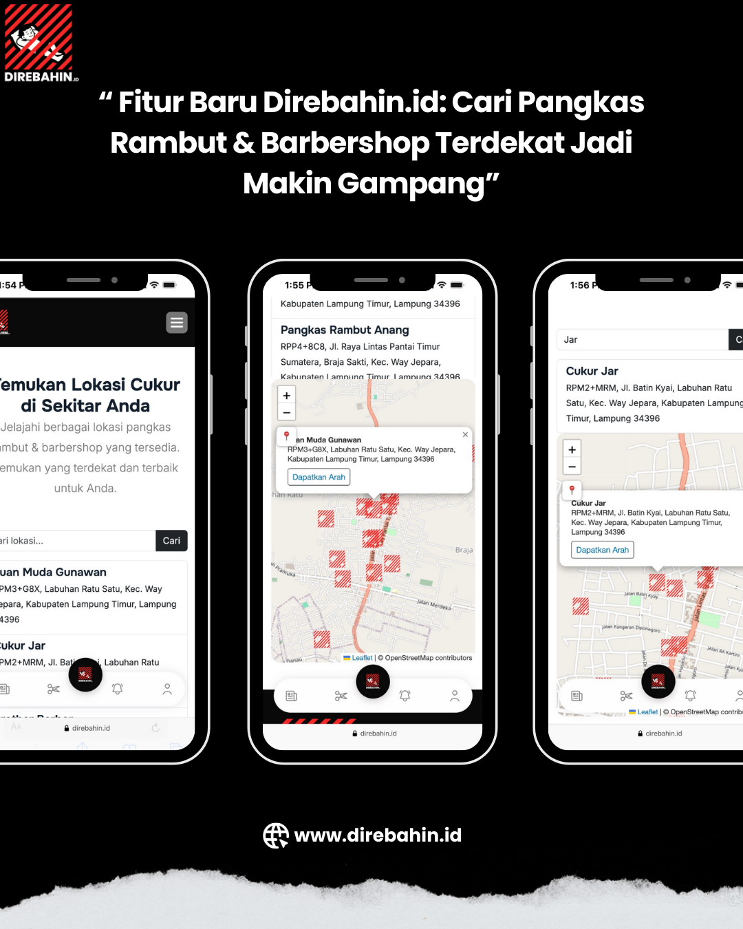 Fitur Baru Direbahin.id: Cari Pangkas Rambut & Barbershop Terdekat Jadi Makin Gampang